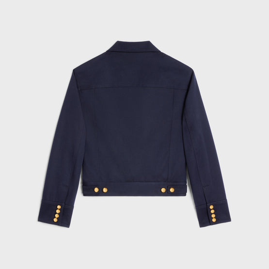 VESTE SAHARIENNE CROPPED IN DIAGONAL WOOL