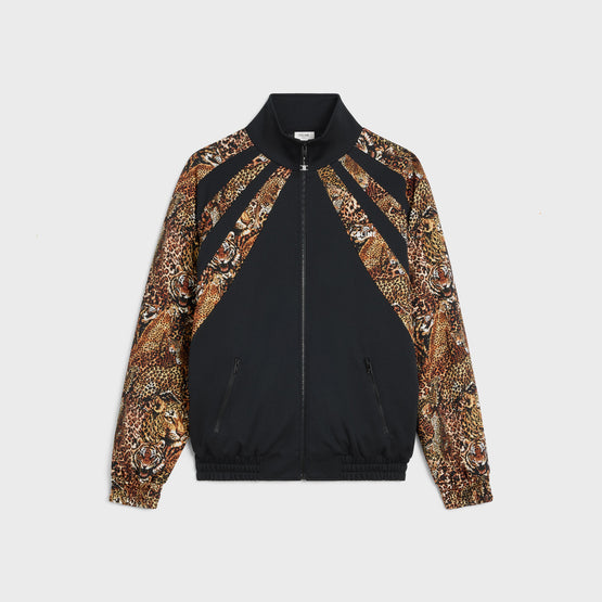 SWEAT ZIPPÉ DÉCOUPES IN JERSEY DOUBLE FACE TIGRE