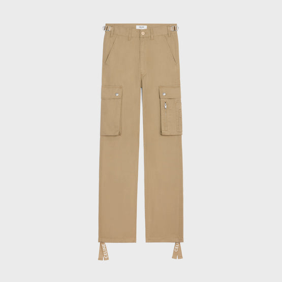 PANTALON CARGO CELINE IN COTTON AND LINEN GABARDINE