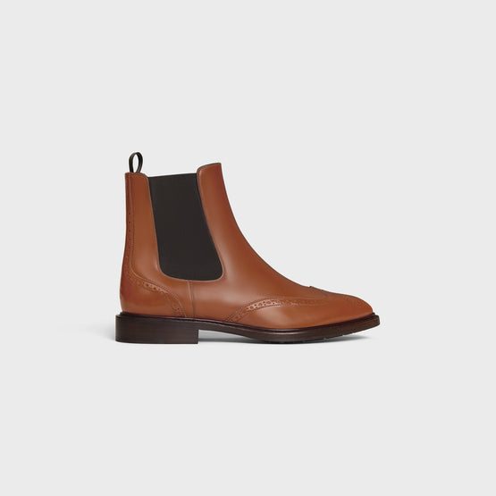 CHELSEA BOOT W/ BROGUES IN POLISHED BULL
