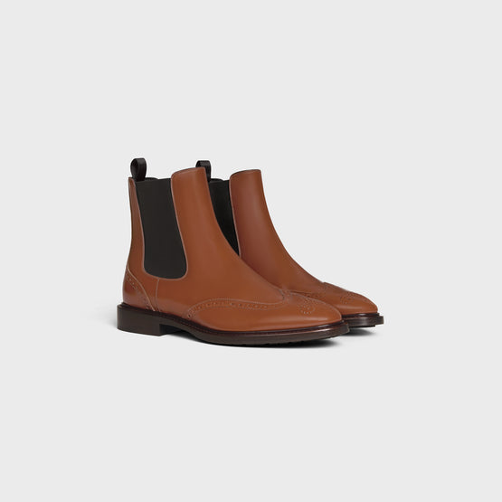 CHELSEA BOOT W/ BROGUES IN POLISHED BULL