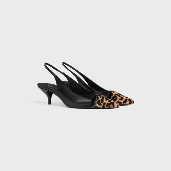 CAPTOE SLINGBACK 55 IN CALF & LEO PRINTED HAIRY CALF