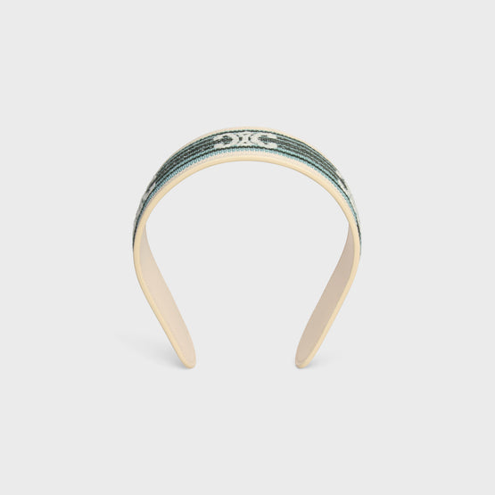 STRIPED TRIOMPHE HEADBAND IN COTTON&WOOL&POLYAMIDE&CALFSKIN