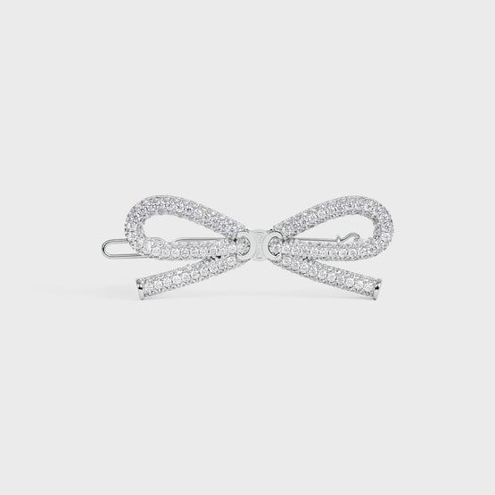 BOW HAIR CLIP IN BRASS & CUBIC ZIRCONIA