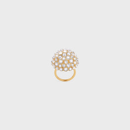 DOME RING IN BRASS & STRASS