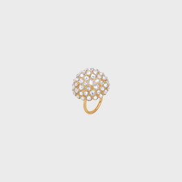DOME RING IN BRASS & STRASS