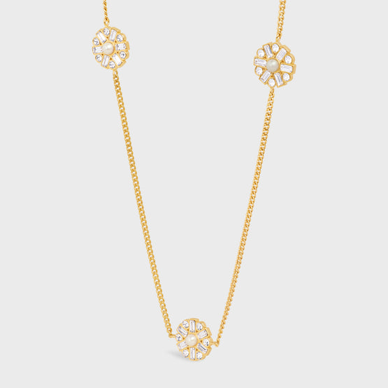 MARGUERITE SAUTOIR IN RESIN PEARL & STRASS & BRASS