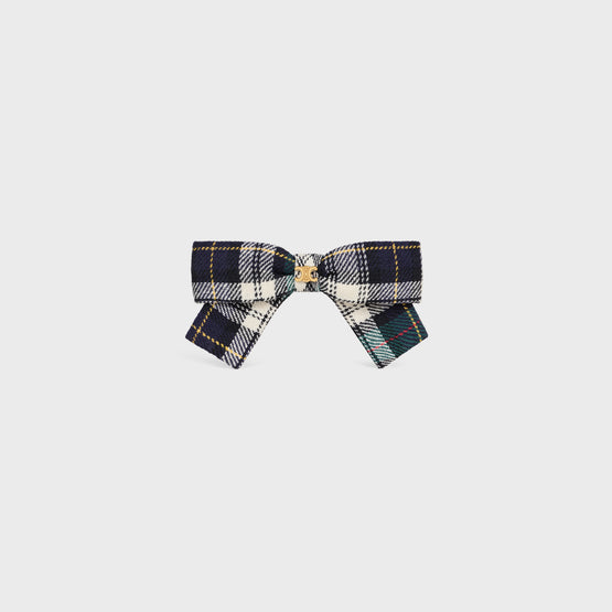 RIBBON TARTAN HAIR CLIP IN COTTON & BRASS & STEEL