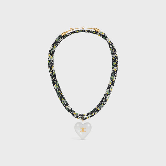 NECKLACE IN BRASS & RESIN & SILK