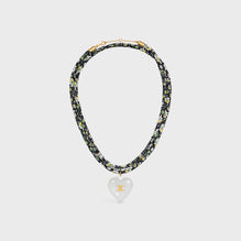 NECKLACE IN BRASS & RESIN & SILK