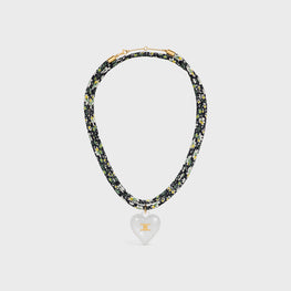 NECKLACE IN BRASS & RESIN & SILK