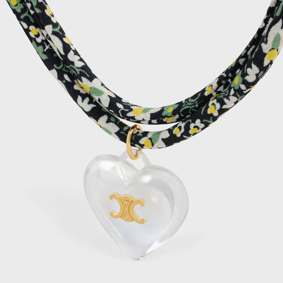 NECKLACE IN BRASS & RESIN & SILK