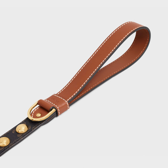 25MM STUDS DOG LEASH IN TRIOMPHE CANVAS & CALFSKIN