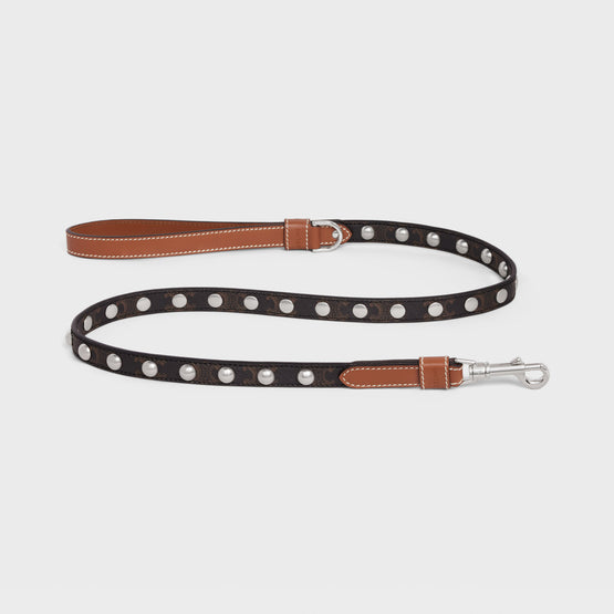 18MM STUDS DOG LEASH IN TRIOMPHE CANVAS & CALFSKIN