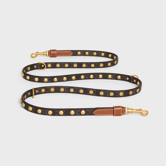 18MM STUDS ADJUSTABLE DOG LEAS IN TRIOMPHE CANVAS & CALFSKIN
