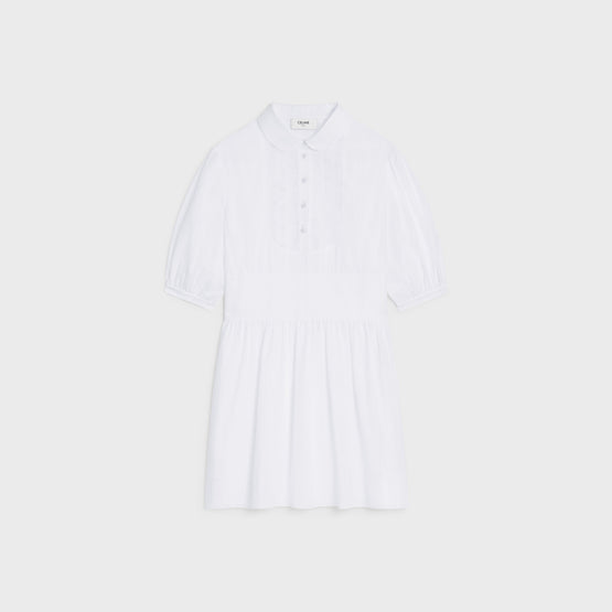 ROBE BABYDOLL PLASTRON BRODE IN VOILE DE COTON RAYE