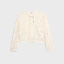 VESTE VERNEUIL ENCOLURE NOUEE IN DENTELLE FLEURS LIN COTON