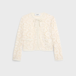 VESTE VERNEUIL ENCOLURE NOUEE IN DENTELLE FLEURS LIN COTON