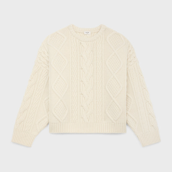 PULL COL ROND OVERSIZE IN LAINE ARAN