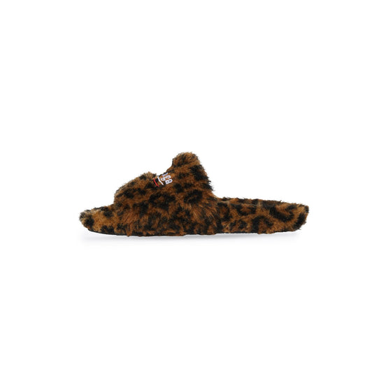 Men Furry Slipper Fake Fur - Leopard