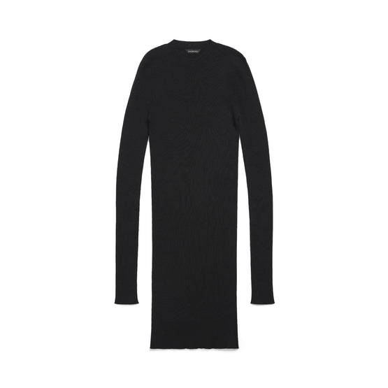 Women Mini Crewneck Dress - Black