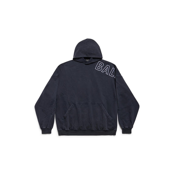 Men Large Fit Hoodie - Washed Black/White