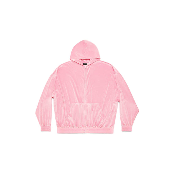 Women Oversized Zip-Up Hoodie - Pink
