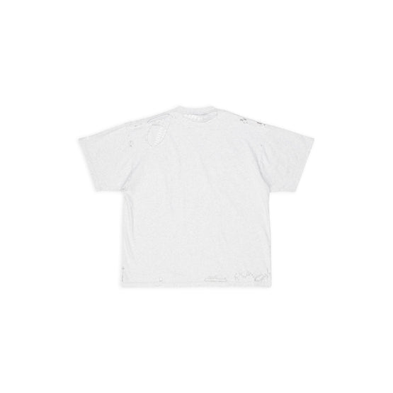 Women Oversized Repaired T-Shirt - Light Htr Grey/Wt