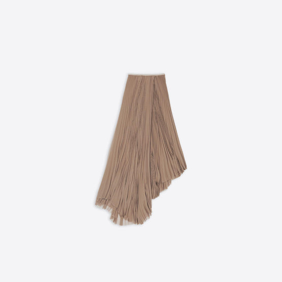 Women Pleated Twisted Skirt - Taupe