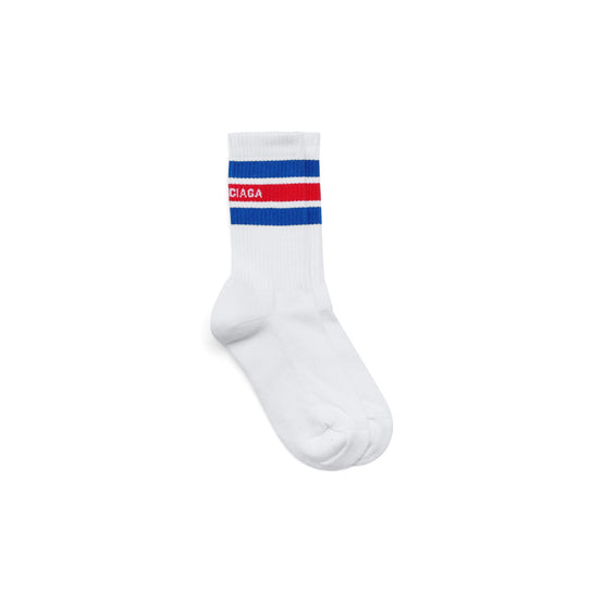 Men Socks Stripes Socks - White/Light Blue