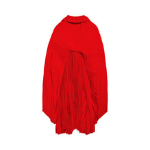 Women Pleated Drape Dress - Begonia Red