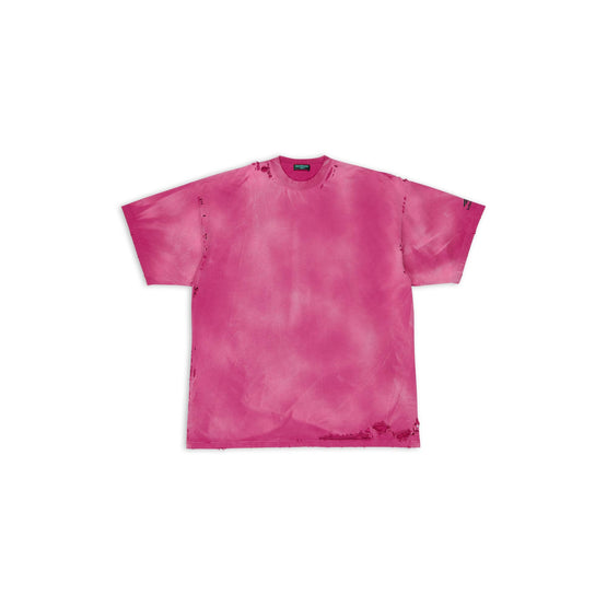 Women Oversized Repaired T-Shirt - Dark Fuschia/Bk W