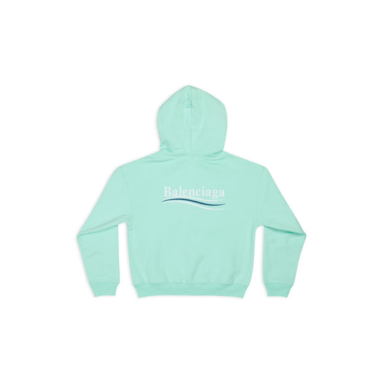 Women Small Fit Zip Up Hoodie - Mint/White/Blue