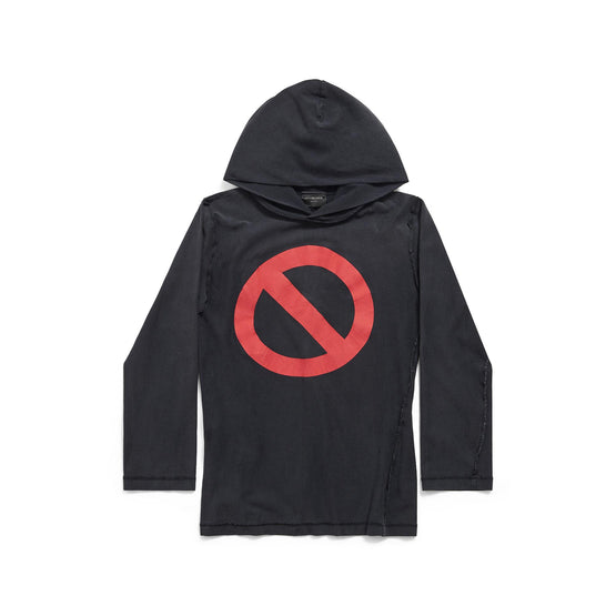 Men Inside Out L/S Hooded T-Shirt - Faded Black/W