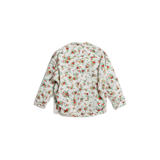 Women L/S  Cocoon Shirt - White/Red