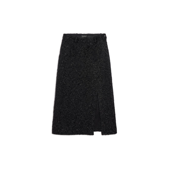 Women Slit Tailored Skirt - Black