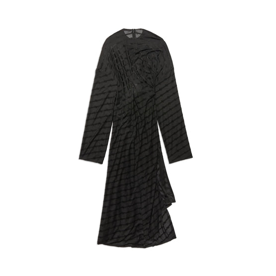 Women Front Drape Dress - Black