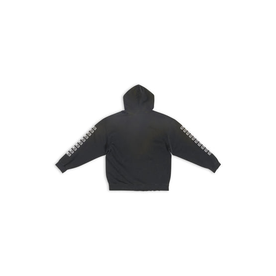 Men Medium Fit Hoodie - Washed Black/White