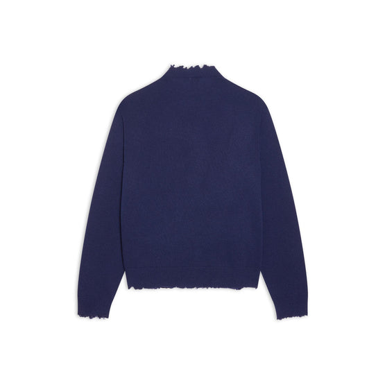 Men Raw Highneck Sweater - Blue