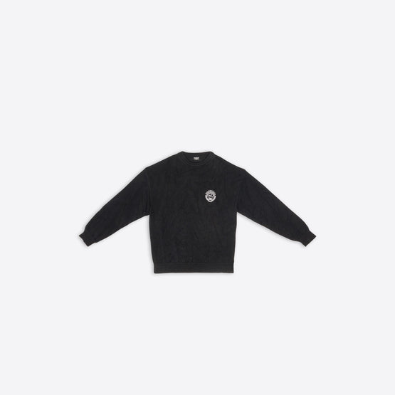 Men L/S Crewneck - Black/White
