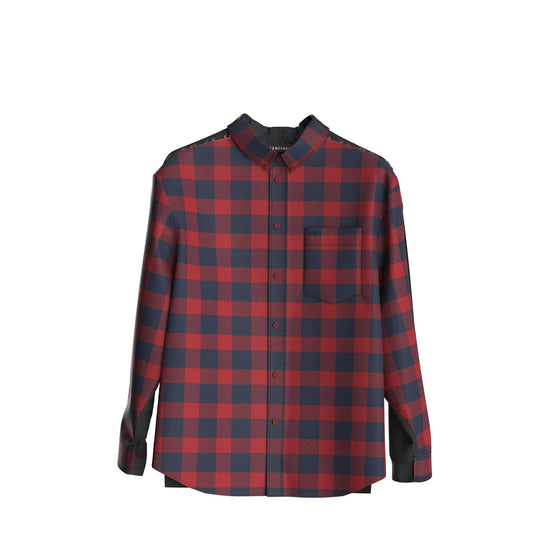 Men Patched Polo Shirt - Red/Indigo