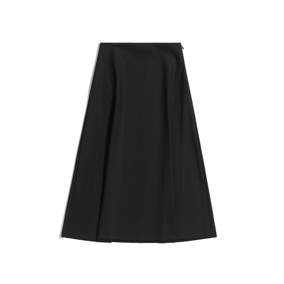 Women Trompe L Oeil Draped Skirt - Black