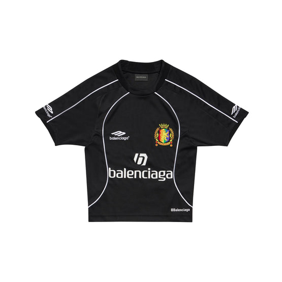 Women Fitted Soccer T-Shirt - Black/White