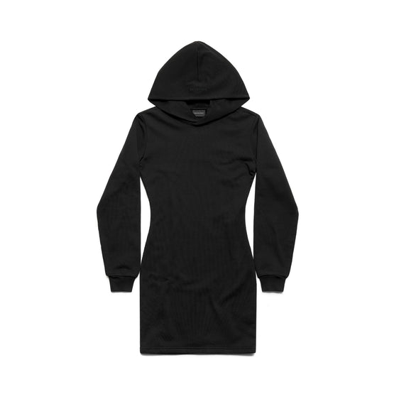 Women Fitted Hoodie Dress - Washed Black