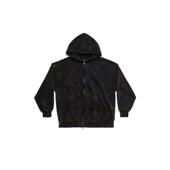 Women Small Zip-Up Hoodie - Wash Black/Wsh Black