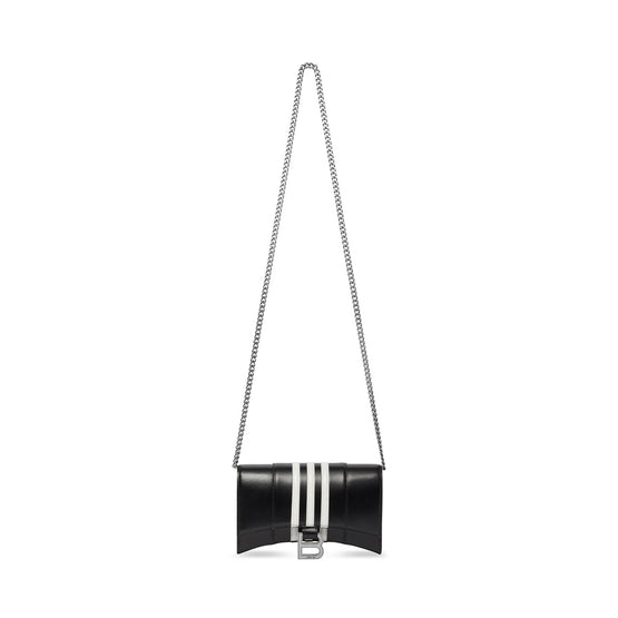 Women Hourglass Wallet W/Chain - Black/Optic White