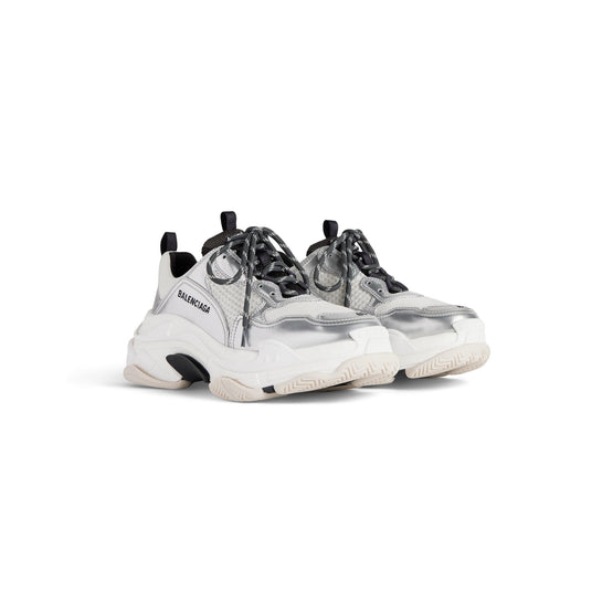 Men Triple S Metal Pu/Mesh/Nw - Black/White/Silver