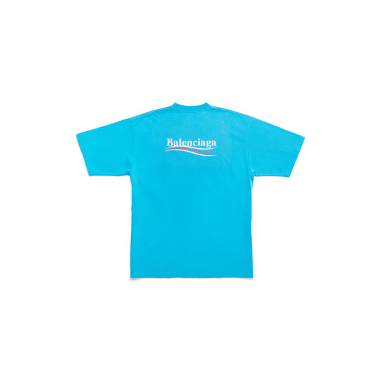 Women Large Fit T-Shirt - Azure/White/Red