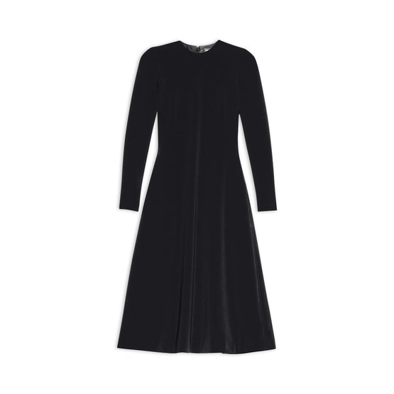 Women A-Line Crewneck Dress - Black