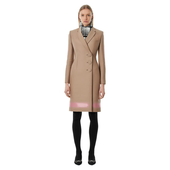 Women Side Closure Coat - Camel/Pink